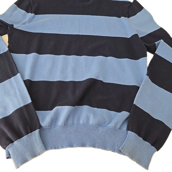 Ralph Lauren Sweater Womens L Preppy Blue Striped Pima Cotton Crew College Y2K - Picture 5 of 7
